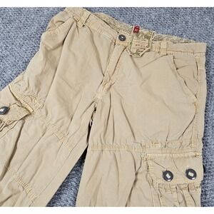 Y2k F.U.S.A.I. Cargo Shorts Men's Size 32 Tan Multi Pocket Streetwear